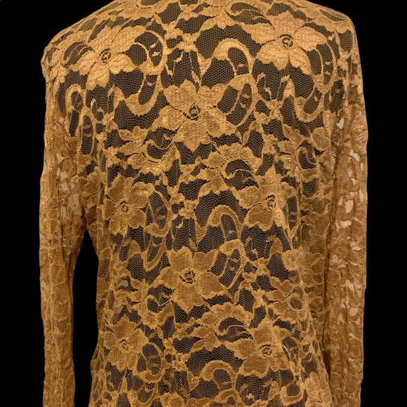 B&J Lace Blouse with Genuine Leather Trim - Picture 10 of 16